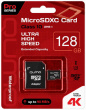 Карта памяти Qumo microSDXC 128GB Pro series microSDXC Class 10 UHS-I, U3 + SD адаптер, Черный QM128GMICSDXC10U3
